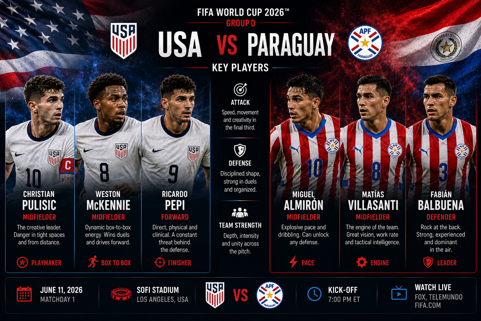 usa-vs-paraguay-world-cup-2026-preview key-players