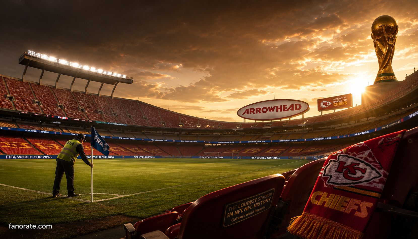 Arrowhead Stadium editorial — cinematic FIFA World Cup 2026 storytelling image