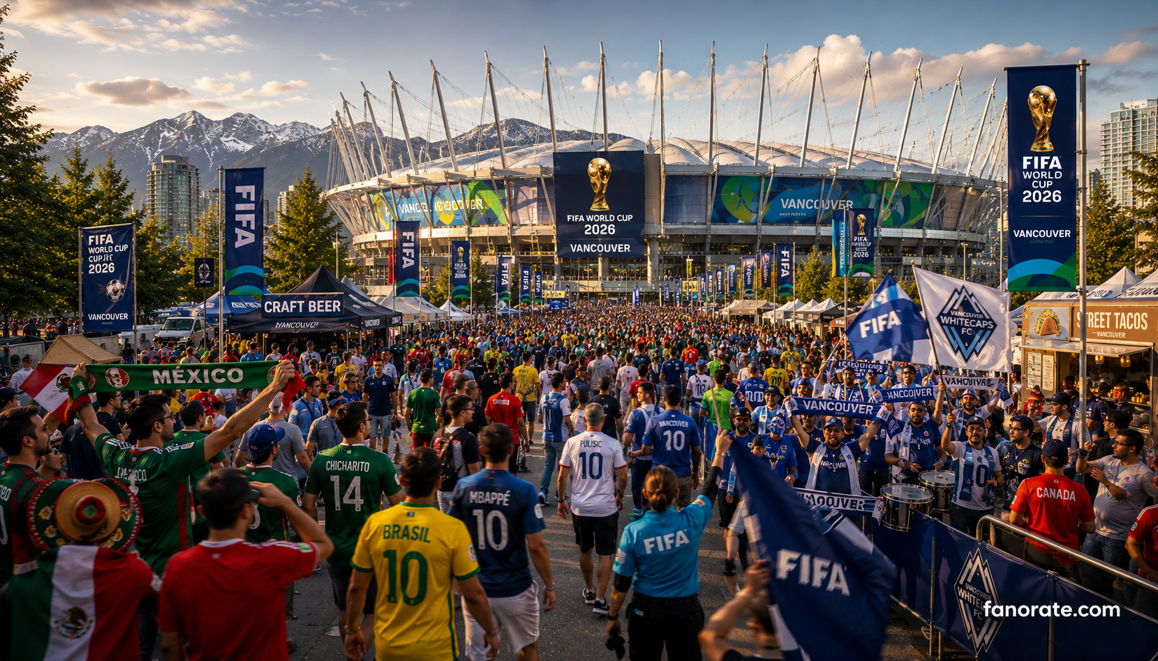 BC Place matchday atmosphere — fans, scarves and FIFA World Cup 2026 energy