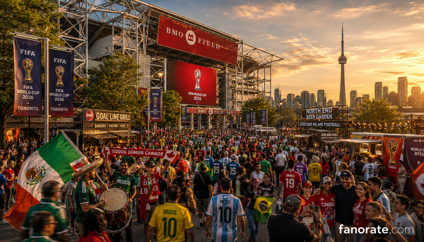 BMO Field matchday atmosphere — fans, scarves and FIFA World Cup 2026 energy
