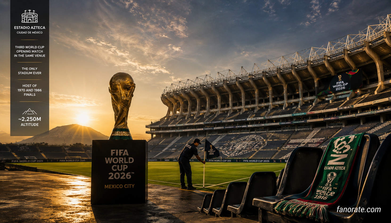 Estadio Azteca editorial — cinematic FIFA World Cup 2026 storytelling image
