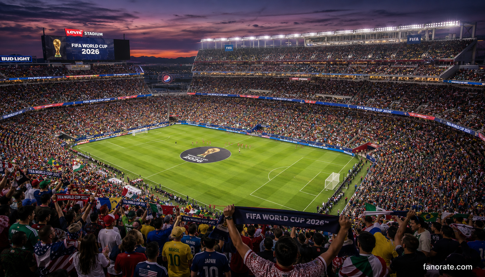 Levi's Stadium interior bowl on a FIFA World Cup 2026 matchday
