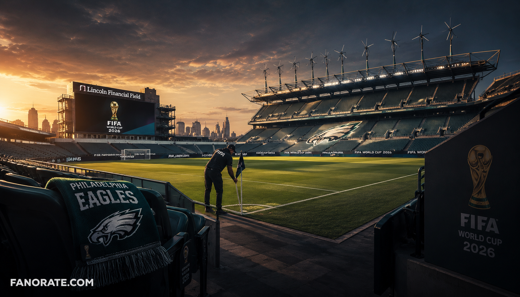 Lincoln Financial Field editorial — cinematic FIFA World Cup 2026 storytelling image