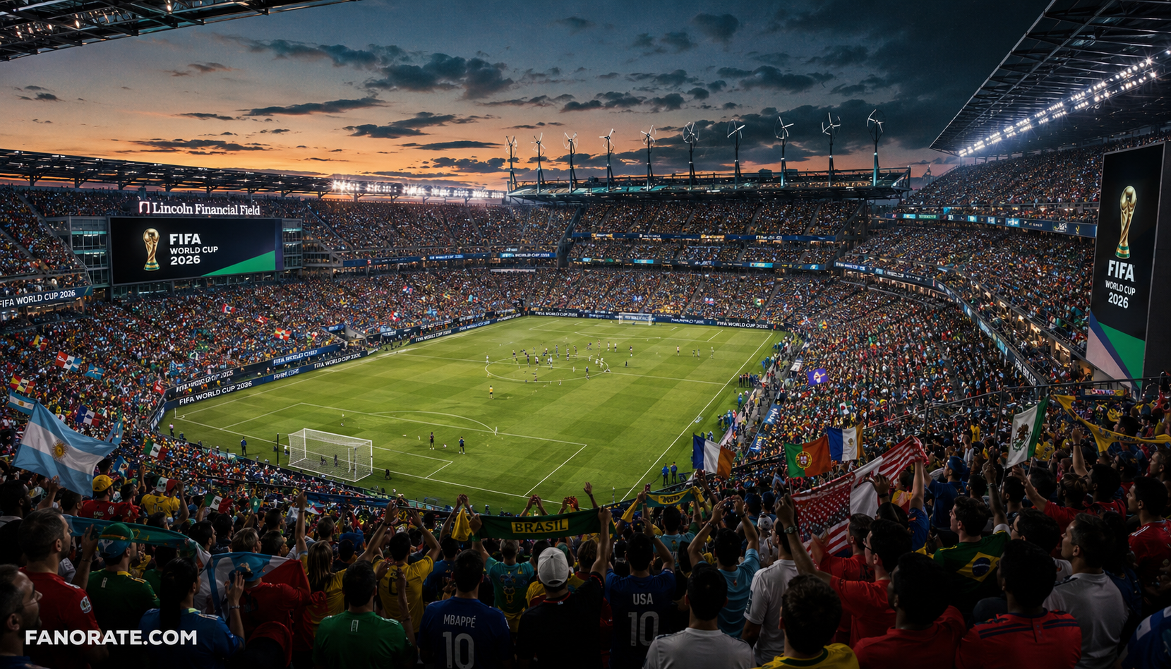 Lincoln Financial Field interior bowl on a FIFA World Cup 2026 matchday