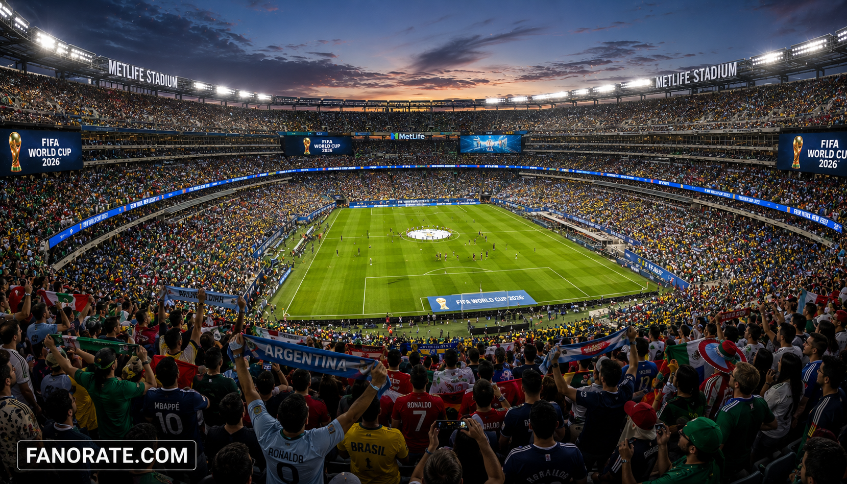 MetLife Stadium interior bowl on a FIFA World Cup 2026 matchday