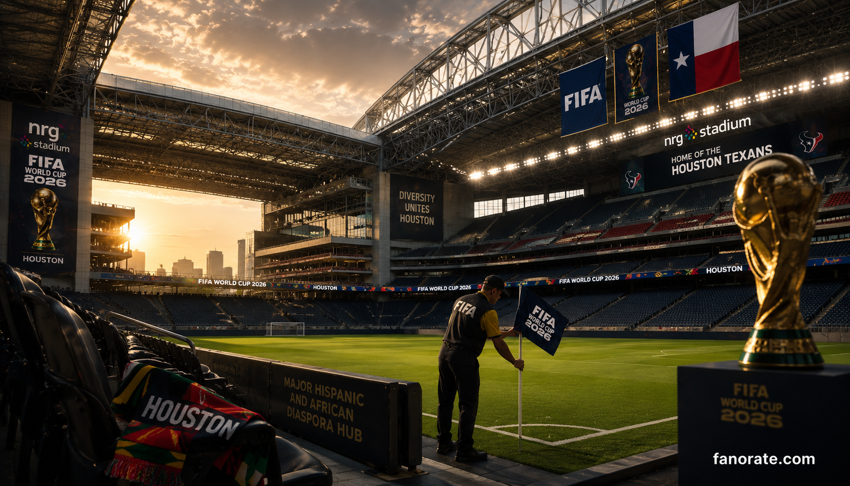 NRG Stadium editorial — cinematic FIFA World Cup 2026 storytelling image